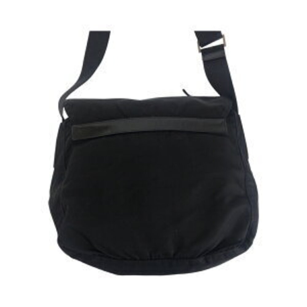 Prada shoulder logo plate messenger triangular bag Tessuto black nylon